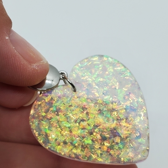 Confetti heart dangle silver button earrings - Picture 7 of 7